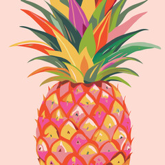Obraz premium Colorful Abstract Pineapple Art on Pink Background
