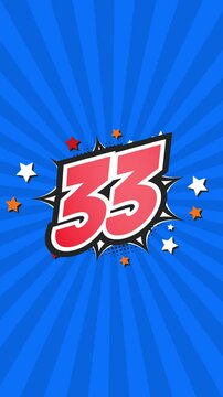 Animated Number 33 - Thirty-Three - 33rd thirty-third