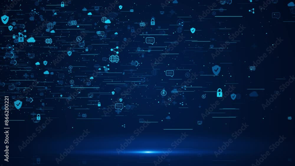 Poster digital sci-fi deep cyber stage waves technology cyber lines background tech hud hologram grid video