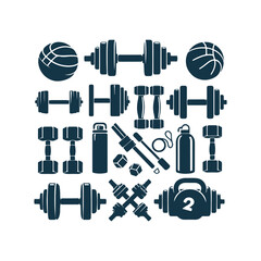 vector Gym and fitness set of silhouette design illustration template