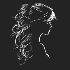 Elegant Silhouette of Woman with Flowing Hair