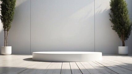 Wall background white podium 