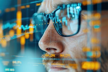 Businessman Analyzing Financial Data on a Screen