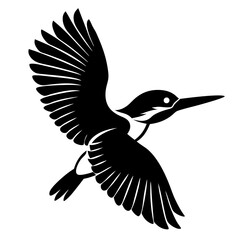 Kingfisher flying silhouette vector illustration 