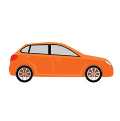 Orange Car Icon , Side View isolated on White Background. Usable for Automobile Logo. Flat Vector Illustration Design Template Element.