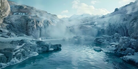 Capturing the Beauty of Steaming Thermal Pools in a Volcanic Landscape. Concept Volcanic Landscapes, Steaming Thermal Pools, Nature Photography, Geothermal Wonders, Outdoor Adventure