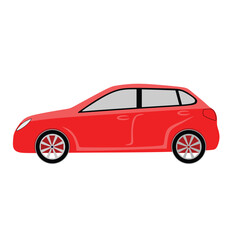 Red Car Icon , Side View isolated on White Background. Usable for Automobile Logo. Flat Vector Illustration Design Template Element.