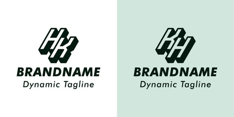 Letters HK and KH 3D Monogram Logo, Suitable for business with KH or HK initials