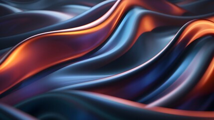 Mesmerizing Abstract 3D Animation of Vibrant Dark Metallic Flowing Shapes and Textures