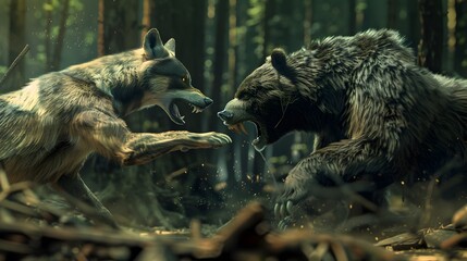 Obraz premium Sure, how about this: Brown bear cub exploring its natural habitat in the woods