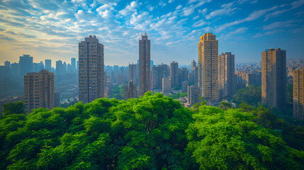 Fototapeta premium Modern Oasis: Cairo's Business District Amidst Greenery