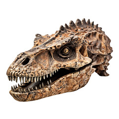 impressive dinosaur bone fossil, highlighted on a clear background