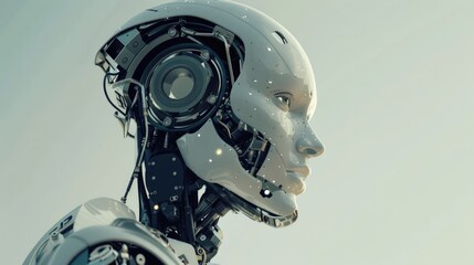 A high-tech robot, with humanoid appearance and artificial intelligence