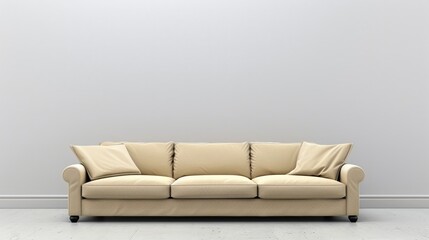 Beige Sofa Against a Minimalist White Wall