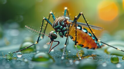 A macro photograph of a mosquito bite with a mosquito repellent spray droplet nearby, emphasizing the effectiveness of insect repellents.