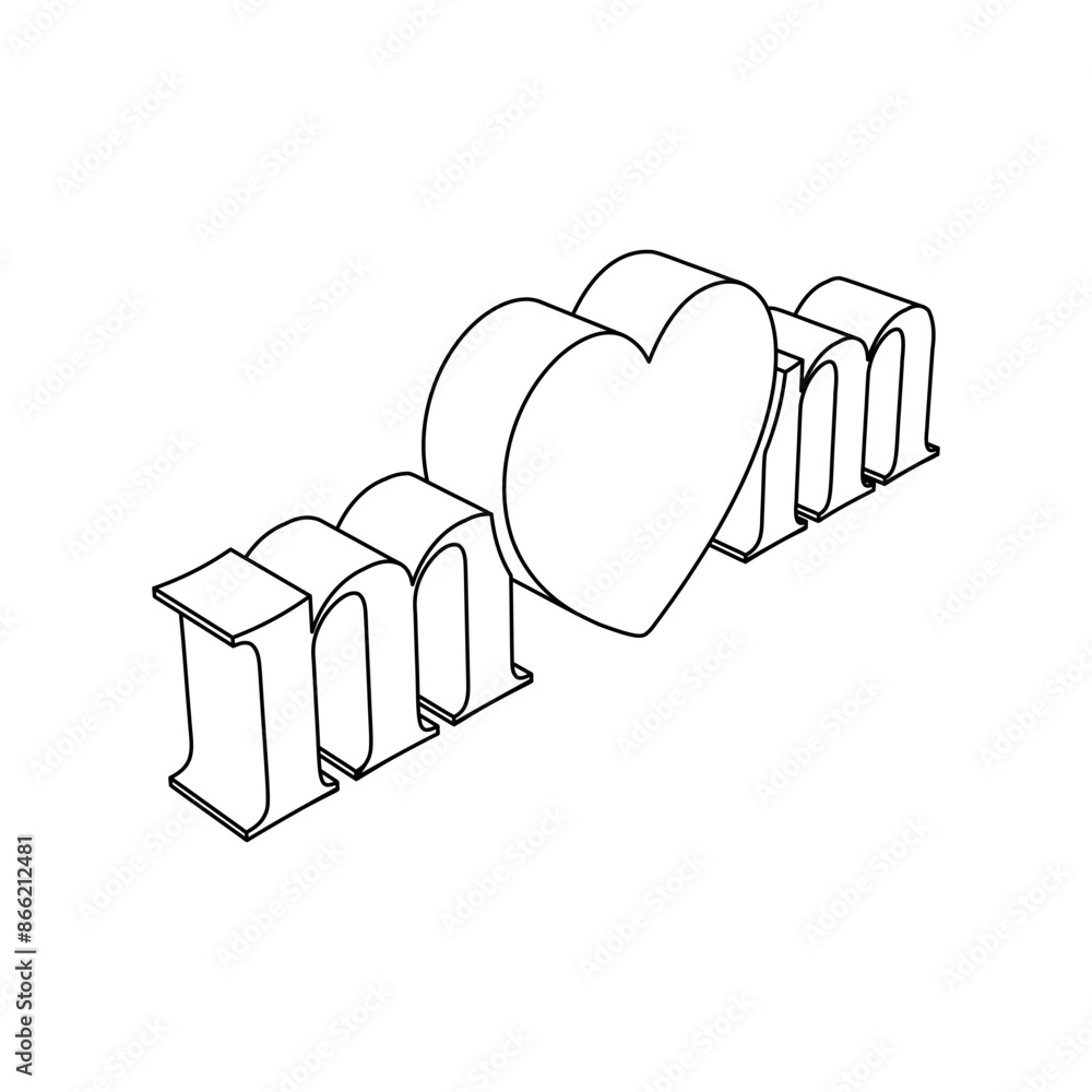 Poster the outline of a large mother's day symbol is made with black lines. 3d view of the object in perspe