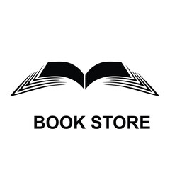 Book store icon mark  line drawing vector illustration black