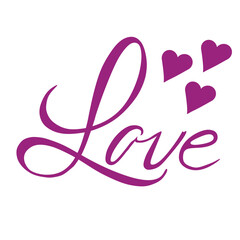 LOVE. Text love. Lettering vector illustration for poster, card, banner valentine day, wedding. Hand drawn word - love with