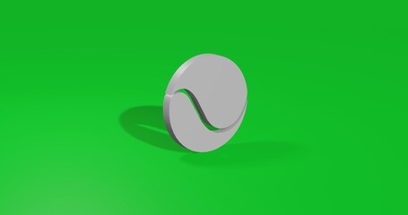Isolated realistic white tennis ball front view with shadow. 3d illustration on green chroma key background