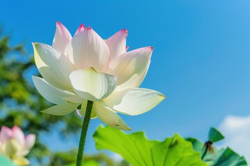 white pink lotus flower