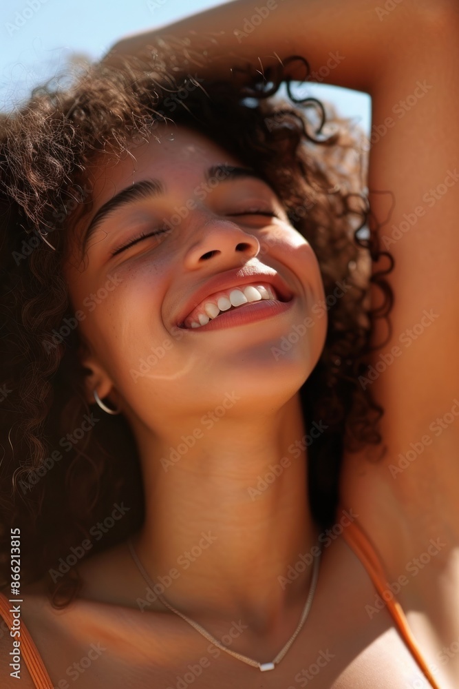 Poster A young latina brazilian smile cheerful laughing.