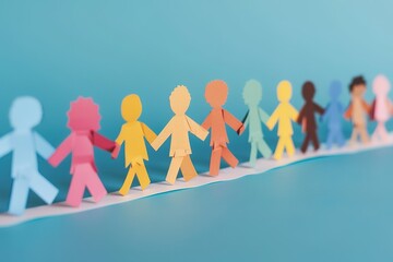colorful paper people holding hands