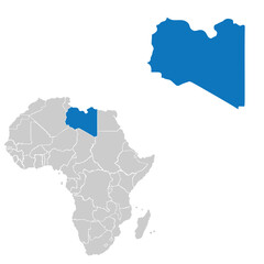 Obraz premium Locator map showing the location of Libya. Map of Africa. 