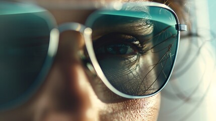 A stylish commercial for a new line of sunglasses, featuring models wearing the sunglasses in various outdoor settings, from beaches to city streets, showcasing the fashionable designs and UV