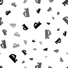 Seamless vector pattern with electric plane symbols, creating a creative monochrome background with rotated elements. Vector illustration on white background