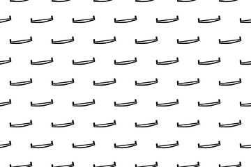 Seamless pattern completely filled with outlines of two-handed saws. Elements are evenly spaced. Illustration on transparent background