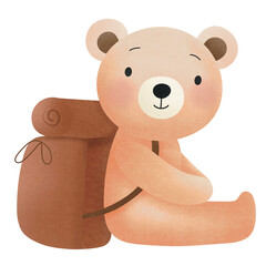 Cute bear with brown bag