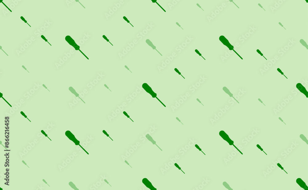 Poster seamless pattern of large and small green a screwdriver symbols. the elements are arranged in a wavy