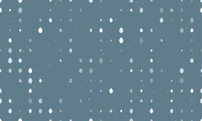 Seamless background pattern of evenly spaced white oval symbols of different sizes and opacity. Vector illustration on blue gray background with stars