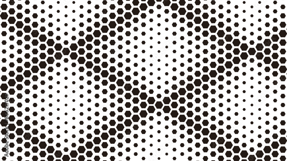 Poster black and white seamless geometric pattern. hexagon shape for backgroud design element. vector forma