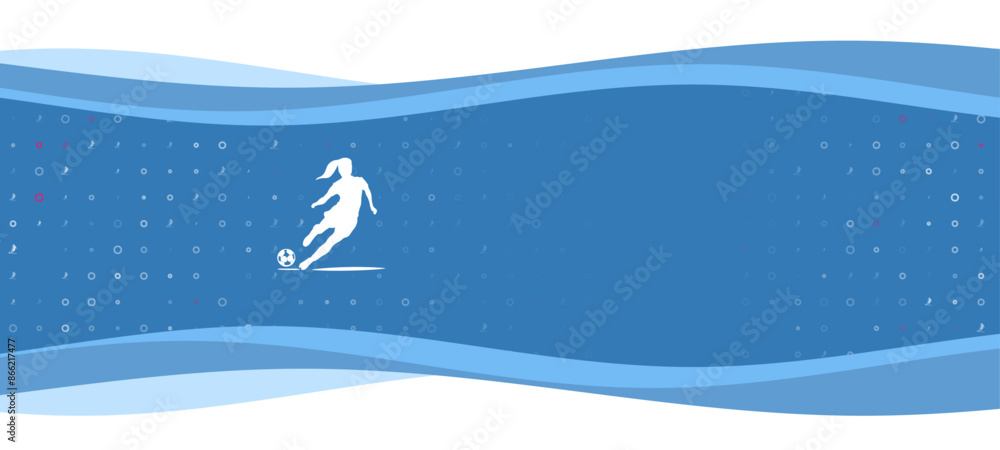 Aufkleber blue wavy banner with a white female football symbol on the left. on the background there are small 