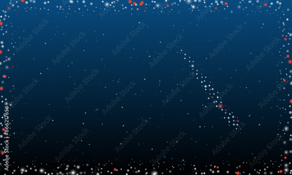 Poster on the right is the artistic brush symbol filled with white dots. pointillism style. abstract futuri