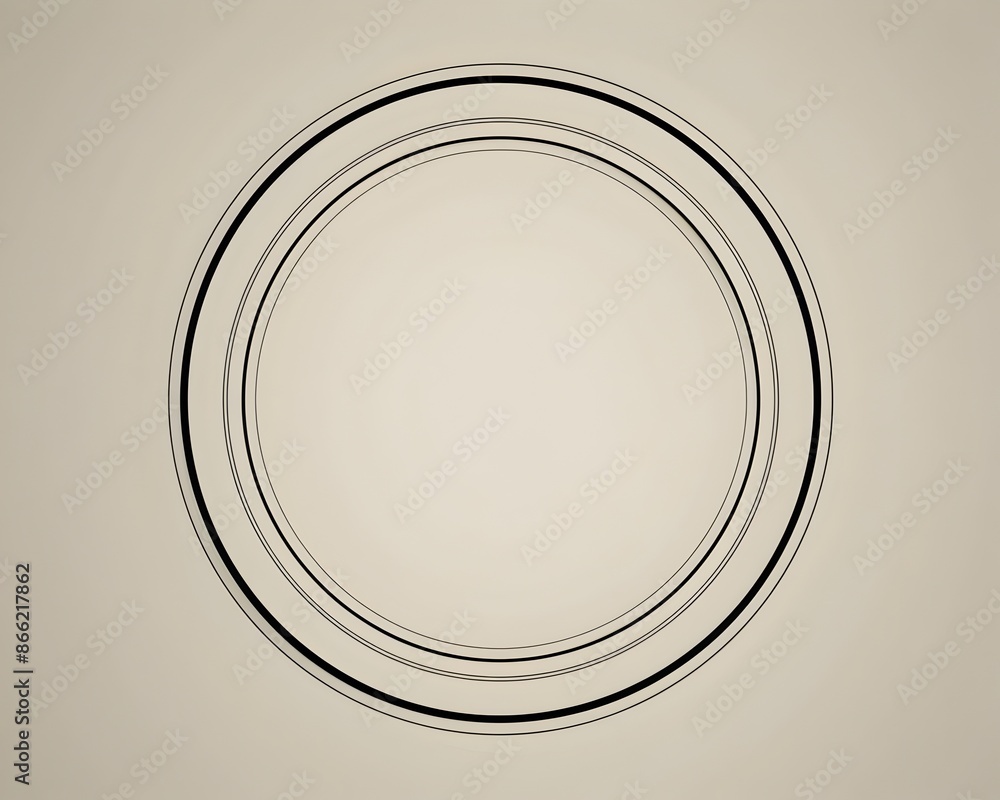 Poster simple circular line frame with thin border on white background