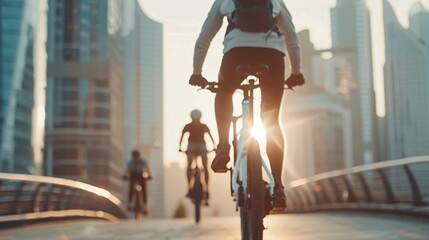 A dynamic commercial for a new electric bike, showing people riding the bike through city streets, parks, and trails, highlighting its features and ease of use