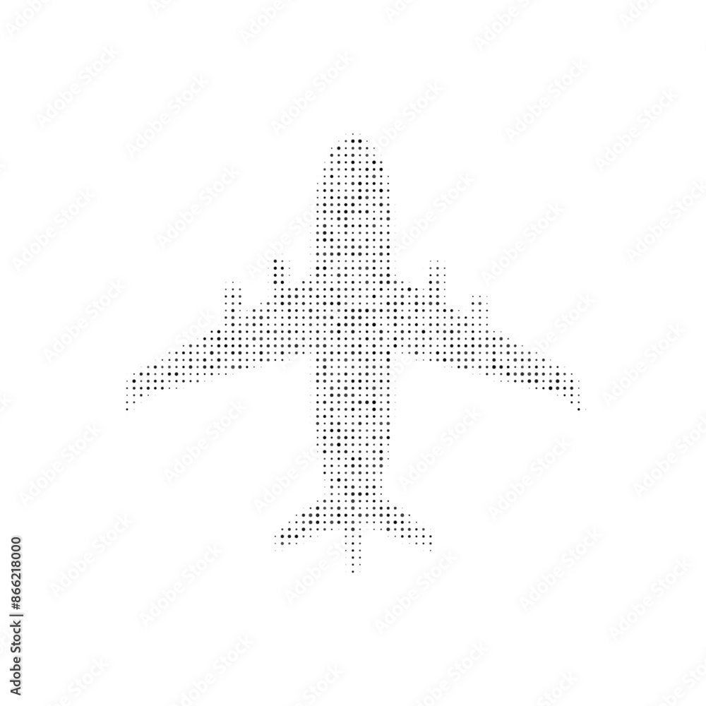 Canvas Prints the airplane symbol filled with black dots. pointillism style. vector illustration on white backgrou