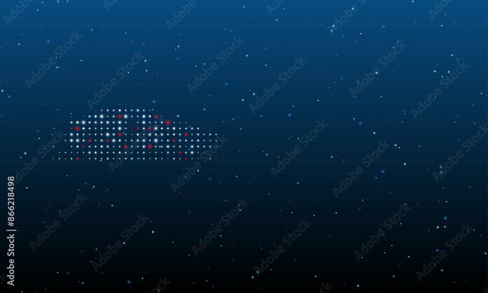 Poster on the left is the electric car symbol filled with white dots. background pattern from dots and circ