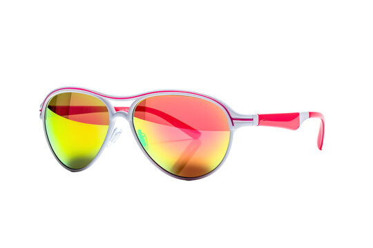 a pair of sunglasses with a white frame and pink lenses