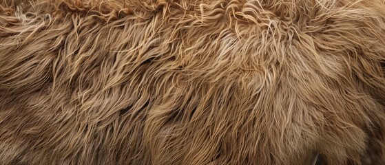 Panoramic close-up, high detail scan of camel hair fur material, Generative AI 