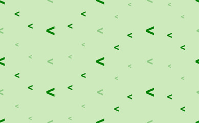 Seamless pattern of large and small green less symbols. The elements are arranged in a wavy. Vector illustration on light green background