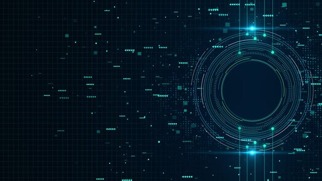 Tech HUD Innovation circle interfaces. Hi tech futuristic display. Blue hologram button. Digital data network protection, future technology network Modern cyberspace innovation. technology innovative