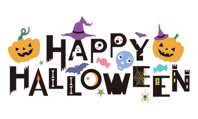 ポップなHAPPY HALLOWEENのタイトルイラスト