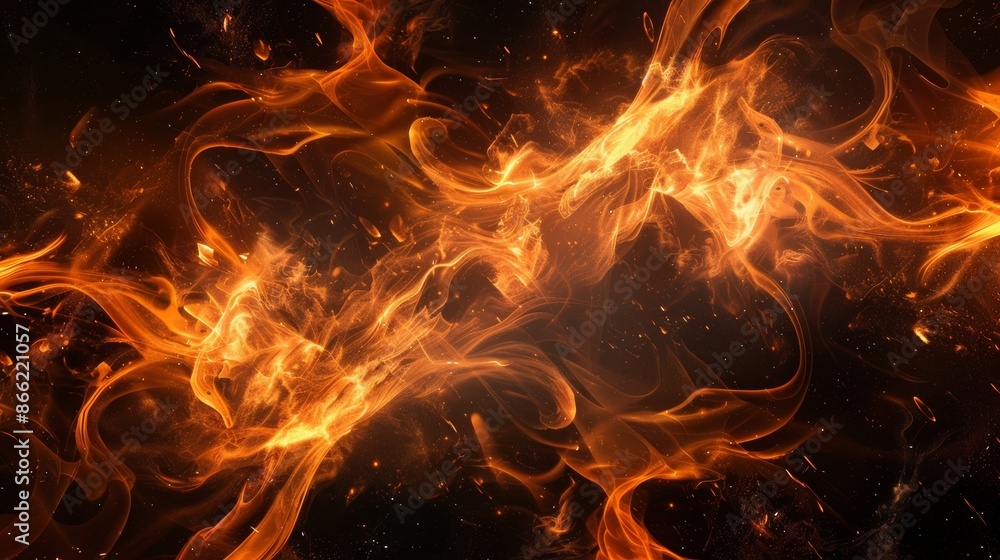 Aufkleber abstract fire flames with swirling patterns and glowing embers