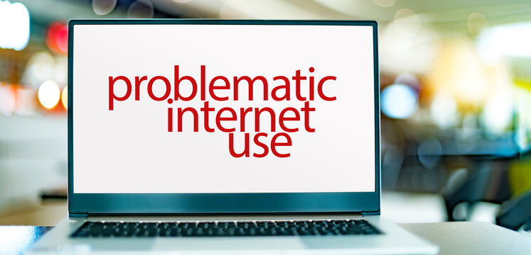 Computer displaying the sign of problematic internet use