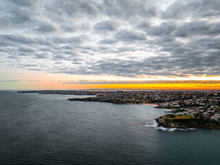 The Shore of the Pacific Ocean at Sydney in Twilight Lights