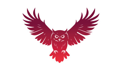 Obraz premium Red Owl Silhouette Logo with red wings