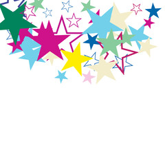 Object fountain organized from random sparcle star pictographs as fireworks.